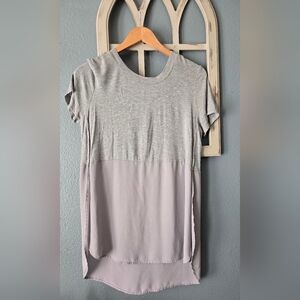 Mossimo | Heather Grey Mixed Media Zipper Back Blouse Medium